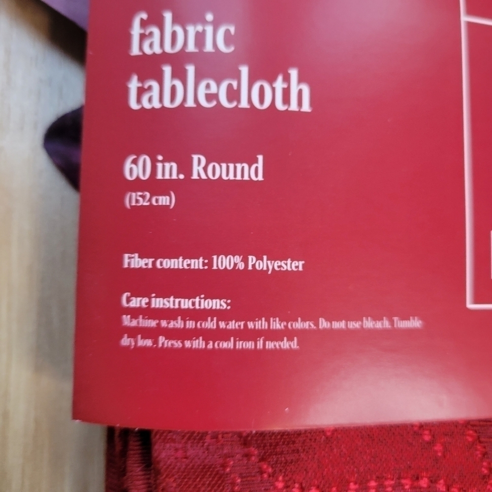 Red or Ivory Poinsettia 60" Round Tablecloths - Picture 9 of 11